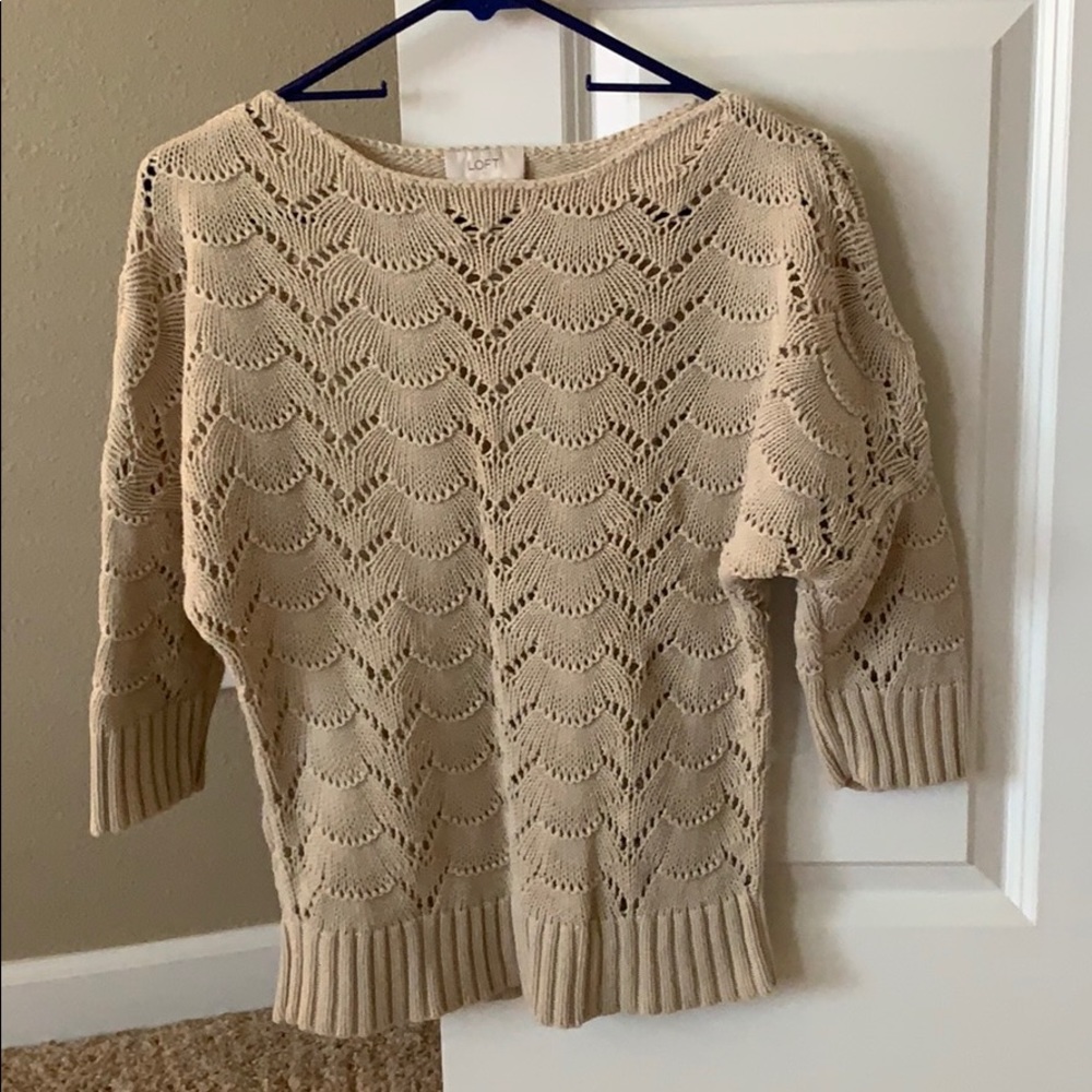 LOFT 3/4 length tan light sweater